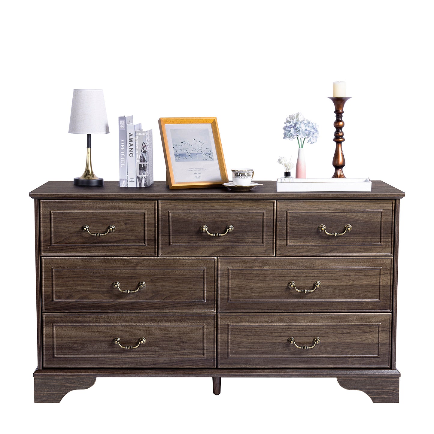Brown P2 MDF 3-Layer 7-Drawer Chest of Drawers – 137x40x80cm, 1 Piece