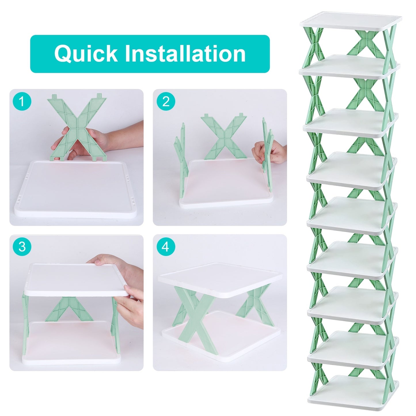 9-Tier Narrow Shoe Rack – Vertical Plastic Shoe Organizer for Entryway, Closet, or Hallway