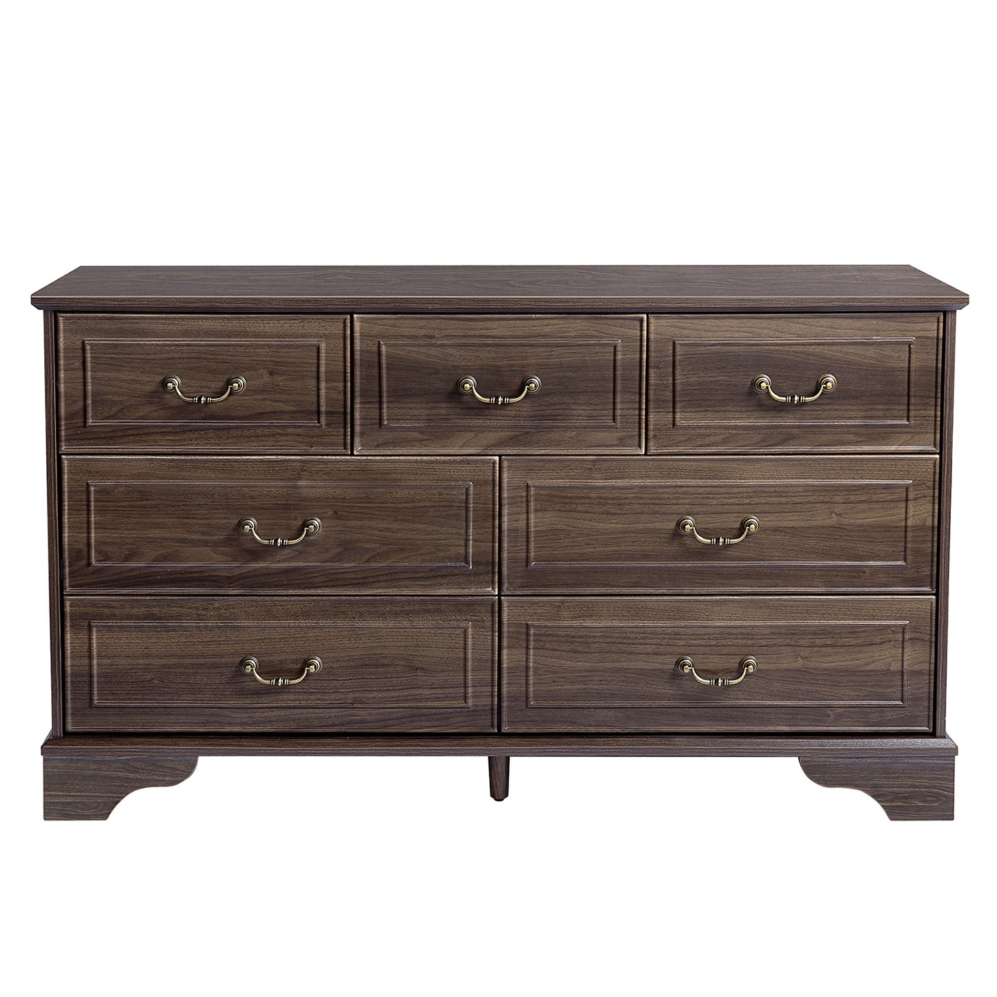 Brown P2 MDF 3-Layer 7-Drawer Chest of Drawers – 137x40x80cm, 1 Piece