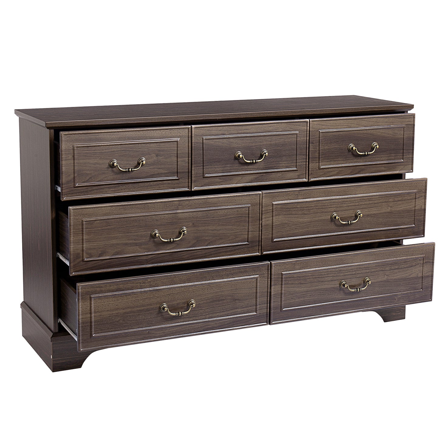 Brown P2 MDF 3-Layer 7-Drawer Chest of Drawers – 137x40x80cm, 1 Piece