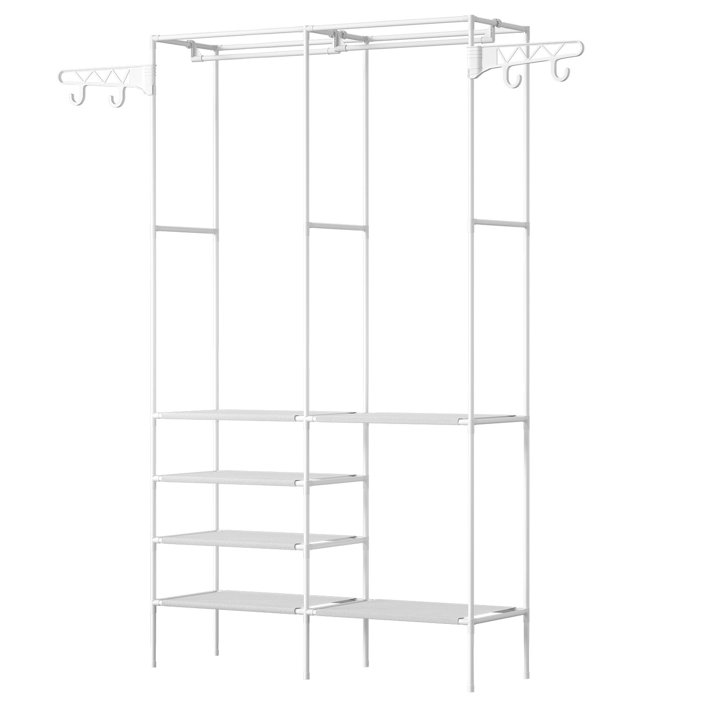 Metal Garment Rack – Freestanding Multifunctional Clothes & Shoe Organizer with Shelves