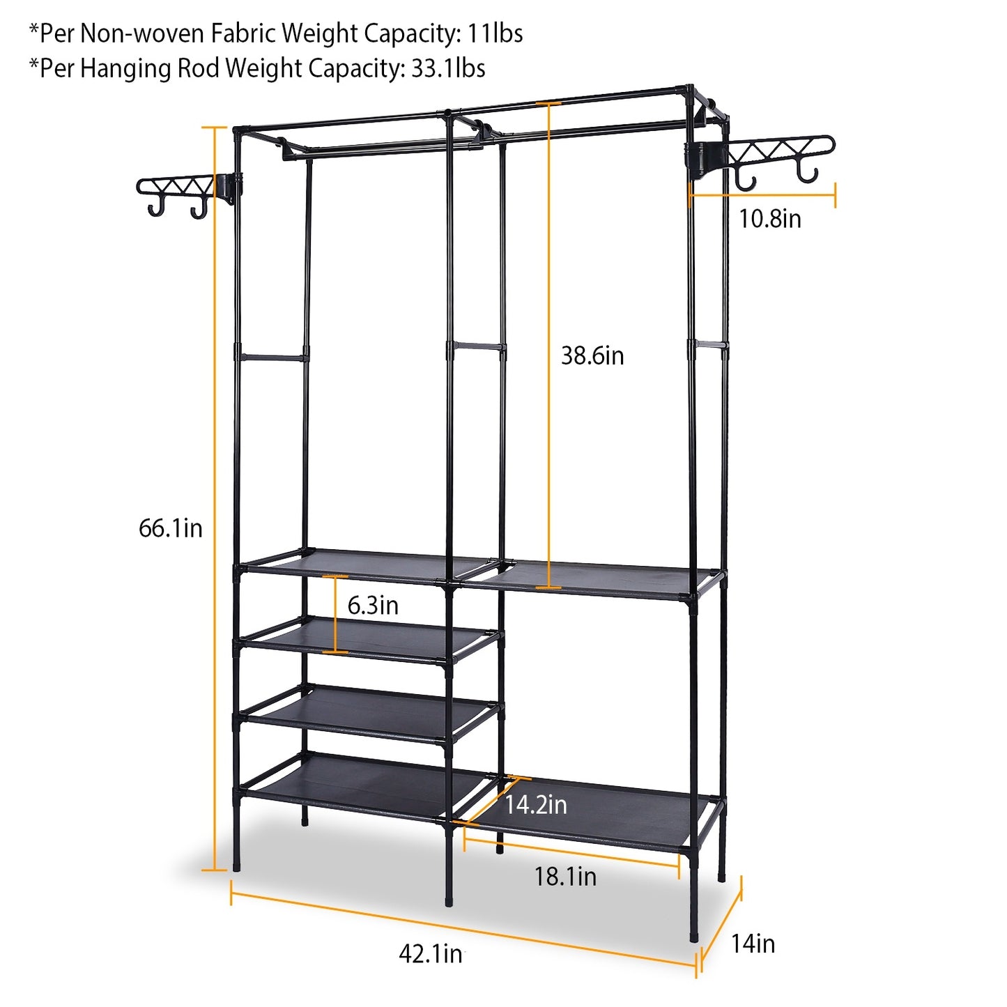 Metal Garment Rack – Freestanding Multifunctional Clothes & Shoe Organizer with Shelves