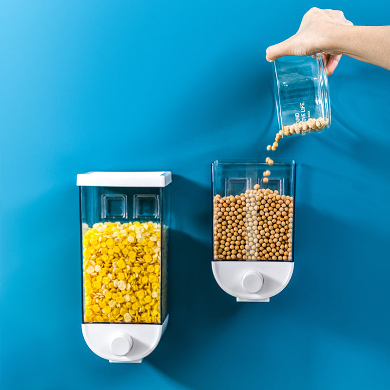 Wall-Mounted Easy-Press Cereal Dispenser – Kitchen Food Storage Container with Airtight Lid