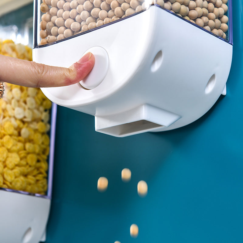Wall-Mounted Easy-Press Cereal Dispenser – Kitchen Food Storage Container with Airtight Lid