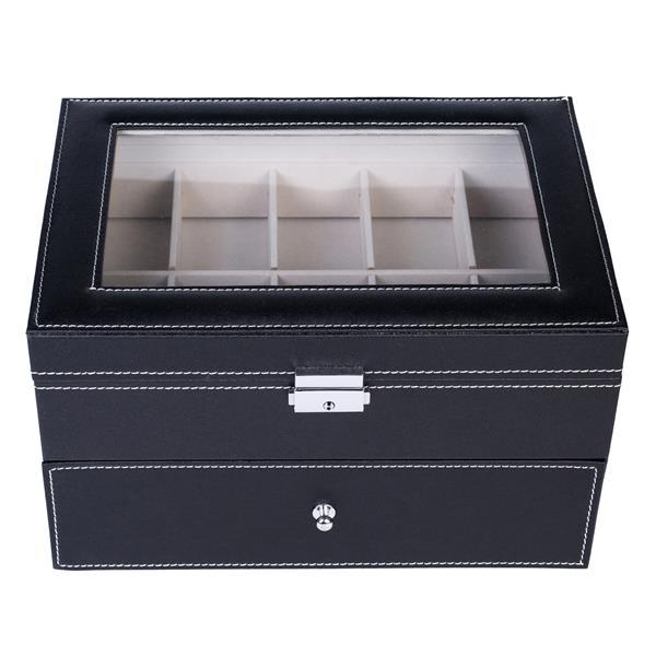 Double-Layer Luxury Watch Storage Box – High-End Organizer with Glass Lid & Lock