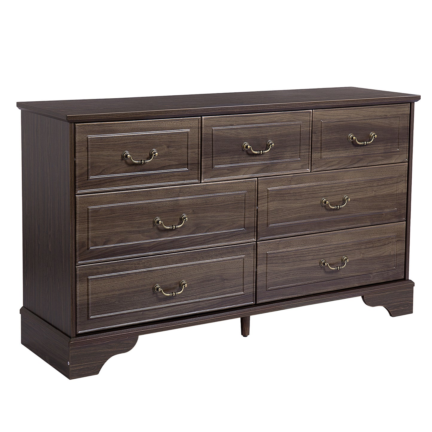 Brown P2 MDF 3-Layer 7-Drawer Chest of Drawers – 137x40x80cm, 1 Piece