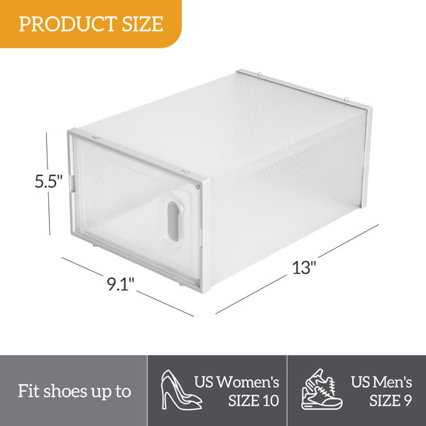 18-Pack Stackable Plastic Mesh Shoe Storage Boxes – Clear Organizer for Closet & Entryway