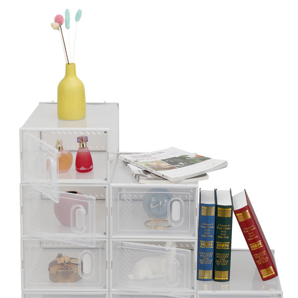 18-Pack Stackable Plastic Mesh Shoe Storage Boxes – Clear Organizer for Closet & Entryway