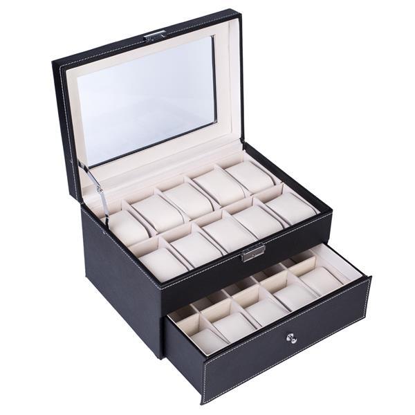 Double-Layer Luxury Watch Storage Box – High-End Organizer with Glass Lid & Lock