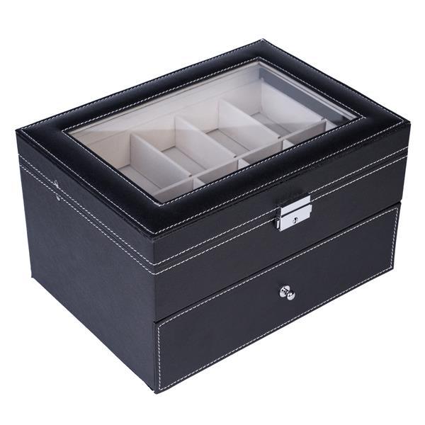Double-Layer Luxury Watch Storage Box – High-End Organizer with Glass Lid & Lock