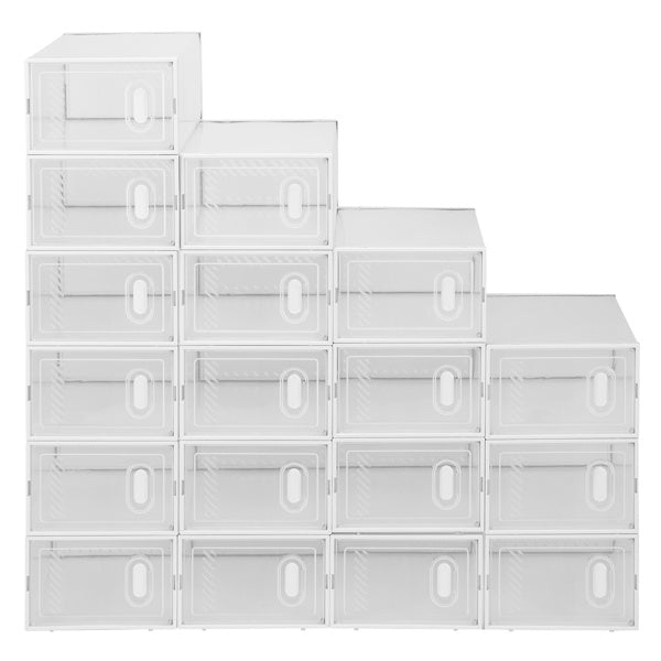 18-Pack Stackable Plastic Mesh Shoe Storage Boxes – Clear Organizer for Closet & Entryway