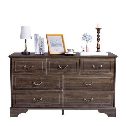 Brown P2 MDF 3-Layer 7-Drawer Chest of Drawers – 137x40x80cm, 1 Piece