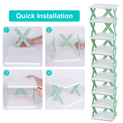 9-Tier Narrow Shoe Rack – Vertical Plastic Shoe Organizer for Entryway, Closet, or Hallway