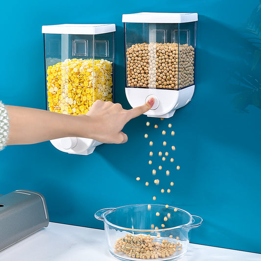 Wall-Mounted Easy-Press Cereal Dispenser – Kitchen Food Storage Container with Airtight Lid