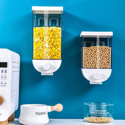 Wall-Mounted Easy-Press Cereal Dispenser – Kitchen Food Storage Container with Airtight Lid