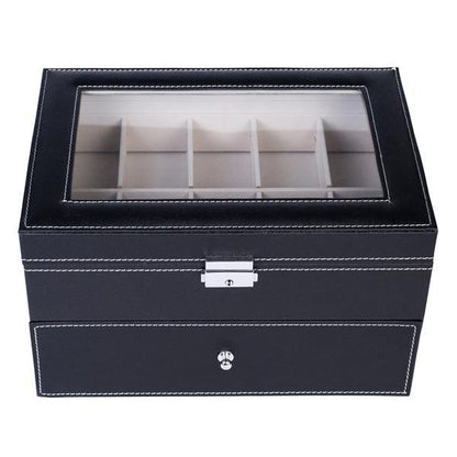 Double-Layer Luxury Watch Storage Box – High-End Organizer with Glass Lid & Lock