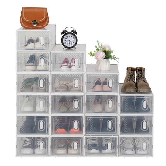 18-Pack Stackable Plastic Mesh Shoe Storage Boxes – Clear Organizer for Closet & Entryway